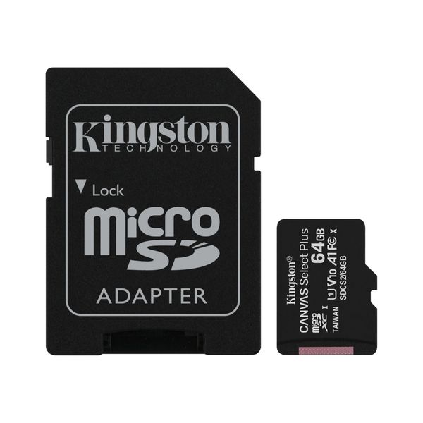Kingston 64GB micSDXC Canvas Select Plus 100R A1 C10 Card + ADP