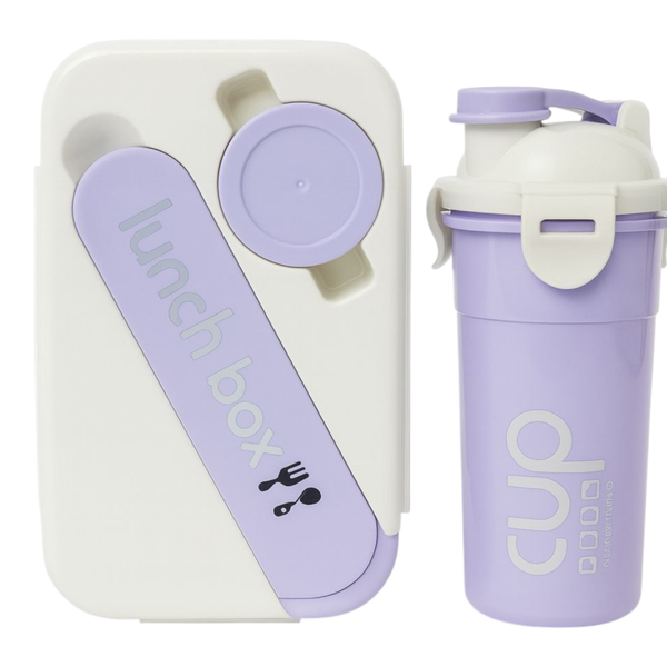 Purple Plastic Rectangular 8pcs Lunch Box with Drinking Cup