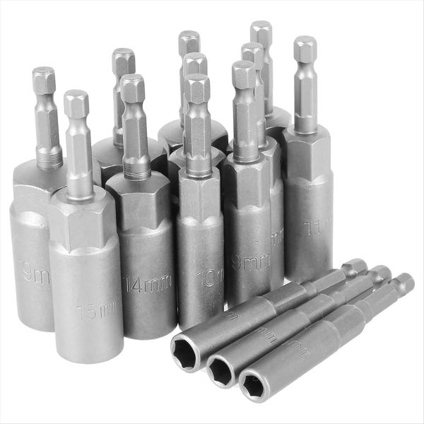 14Pcs Hexagonal Sockets Set 6-19Mm Deep Socket Adapter Kit