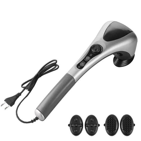 Portable Electric Handheld Dual-head Roller Back Hot Compress Massage Stick