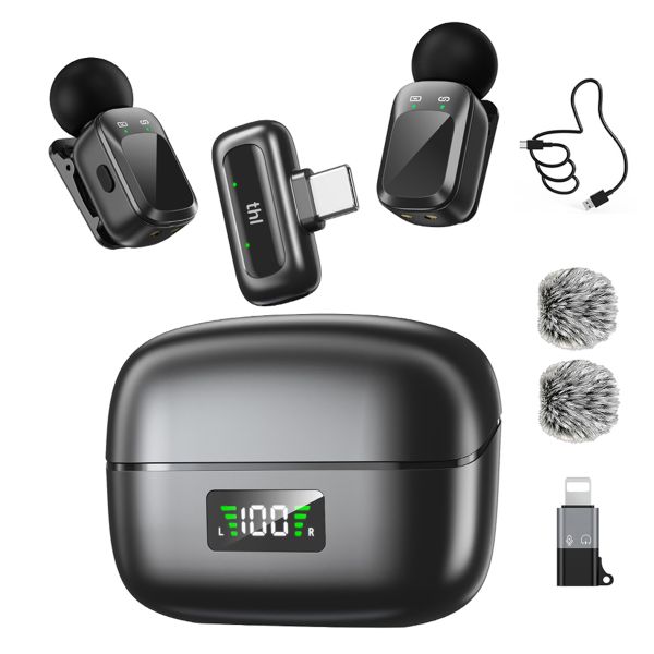 thl Mini Wireless Mic - 3-Level Noise Cancellation, AI Voice Changer