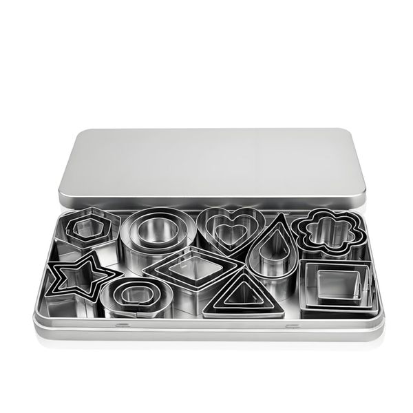 30 Pcs Geometric Shapes Cookie Cutter Set Mini Biscuit Cutters with Box