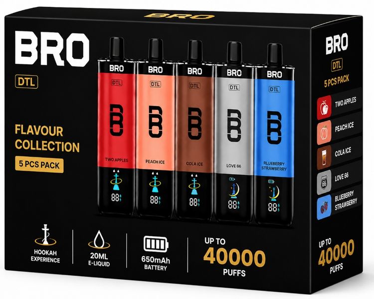 Bro MMF Hookah DTL 40000 Puffs Disposable Vape - Dos (Pack of 5)