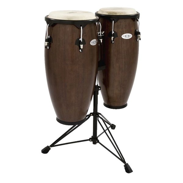 1 x Toca Percussion 10" &amp; 11" Synergy Series Conga Set with Stand - Tobacco