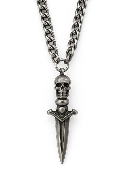 Stainless Steel Sword Pendant With Fancy Link Chain