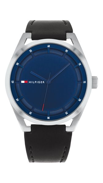 Tommy Hilfiger Watch - Blue Dial, 44mm Case &amp; Black Leather Strap