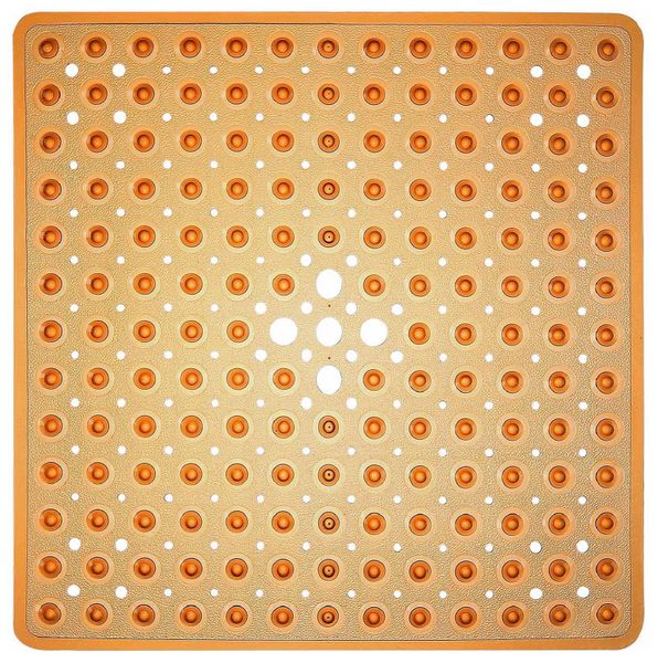 Brown Non-Slip PVC Bath &amp; Shower Mat with Suction Cups &amp; Polka Dots