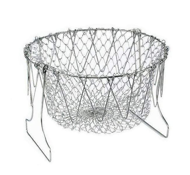Stainless Steel Foldable Chef Basket Chips Strainer