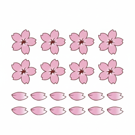 Reënboog Pink Cherry Blossom Decorative Sticker Sheet Image