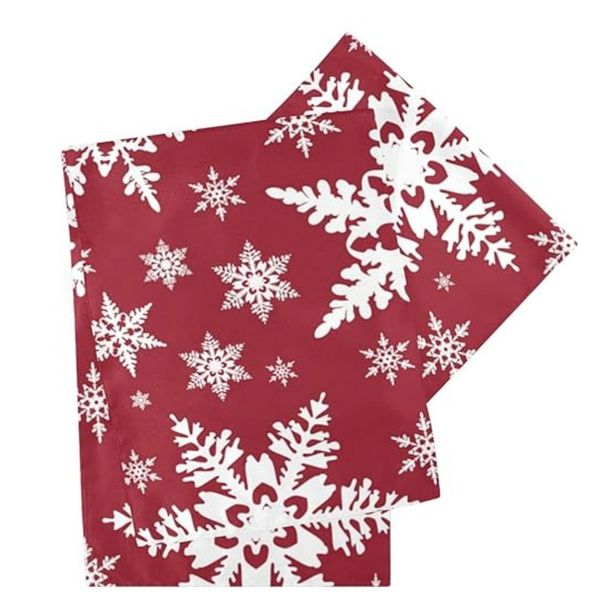 Dark Red/ Marroon Snowflake Table Runner for Christmas 2.74m