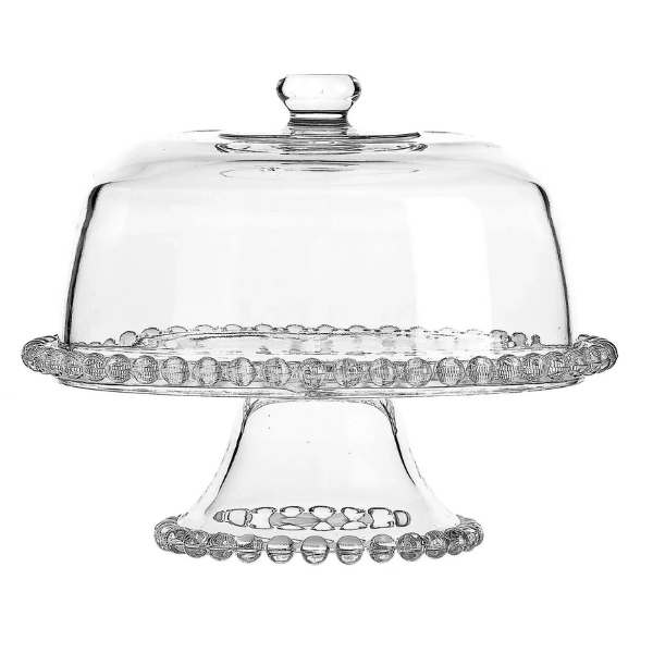 Glass Cake Stand with Dome Lid - Elegant Dessert &amp; Pastry Display Server
