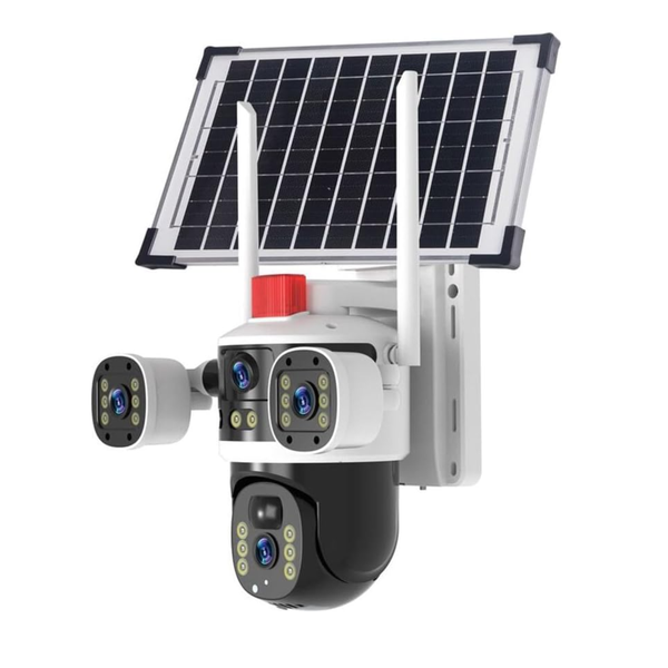 Solar 3-Lens Security Cam - 6MP, 4G, No Wiring, App Controlled