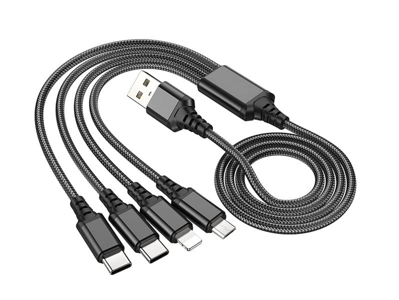 4 in1 USB To (2Type-C+1 Lightning+1Micro) Charging Cable 1M X76