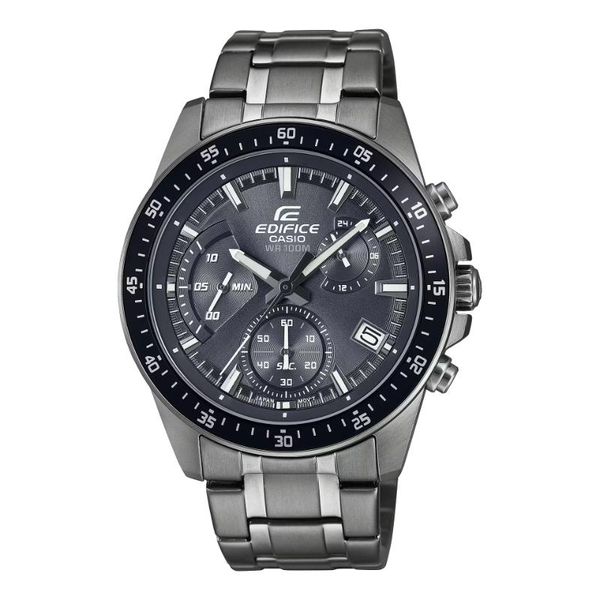 Casio-Edifice Mens Grey Analogue &amp; Digital Metal Strap Watch-Efv-540dc-1cvudf