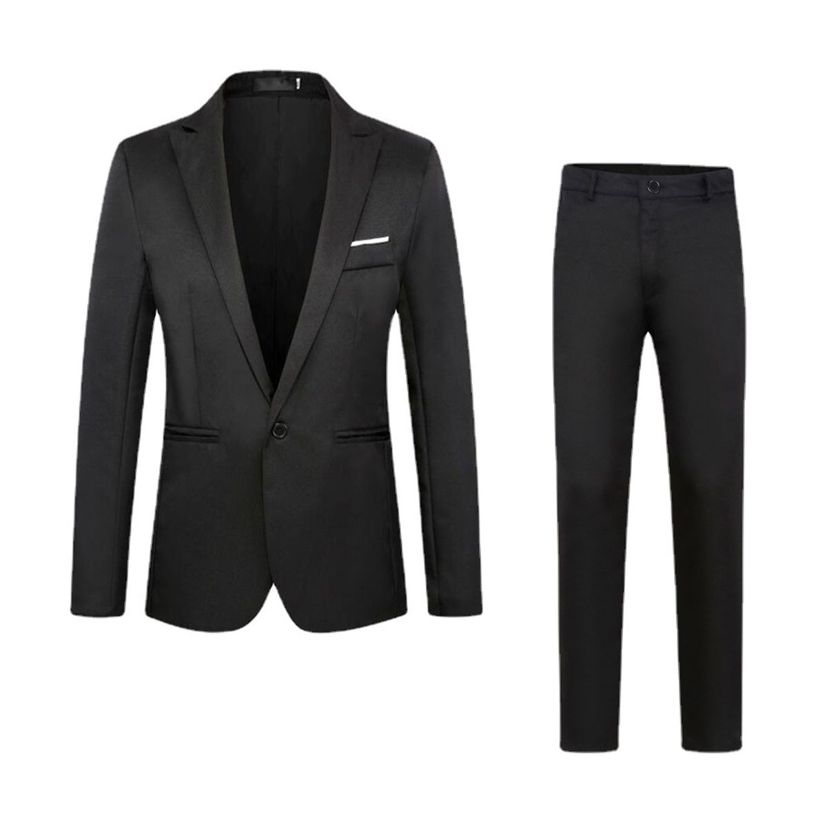 Men's 2 Piece Men's business Suit Slim Solid Color Formal Suits - Black ...