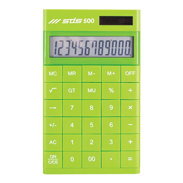 SDS 500 12 Digit Desktop Calculator - Dual Powered - Green