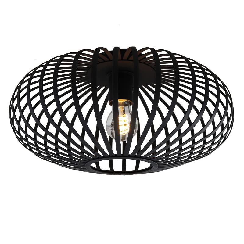 Industrial Ceiling Light - Metal - Black - Round