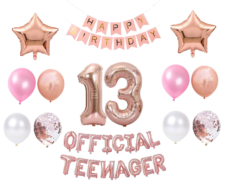 Official Teenager Birthday Balloon Set - Pink