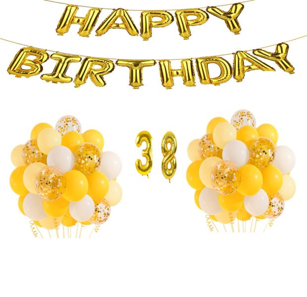 Yellow and Gold Balloon Set 38 years