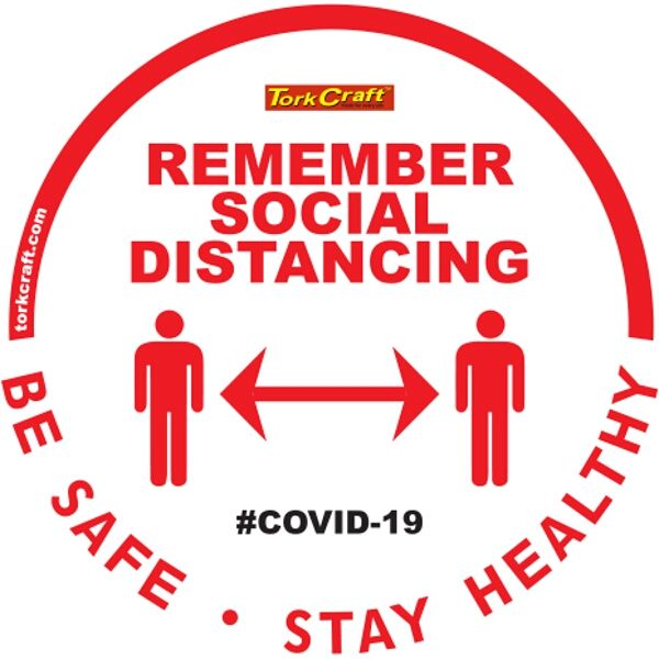 Covid 19 - 300mm Round Social Distancing Graphic - Tork Craft Remeber White