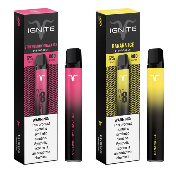 Ignite V8 Disposable Vape Pen - Strawberry Guava Ice &amp; Banana Ice Combo