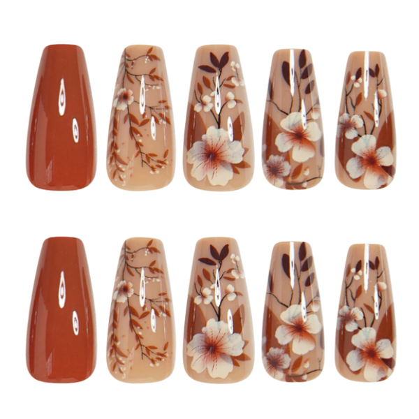 Elegant Coffin Shape Press On Nail Set