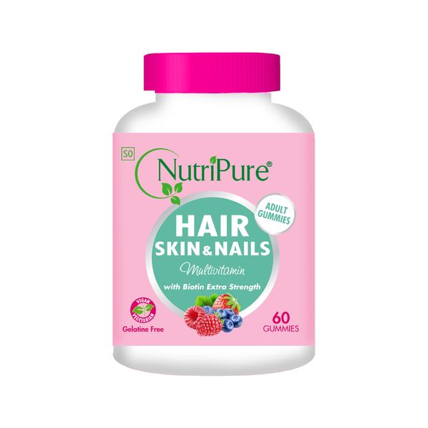 Nutripure Hair Skin Nails Multivitamin Gummies with Biotin Extra Strength