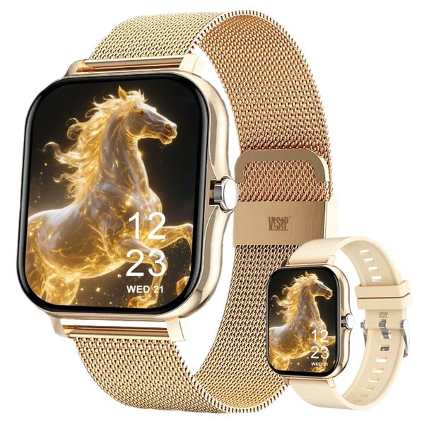 Gold VSP Smart Watch Gift for Women with 1.83" HD Display &amp; Dual Straps