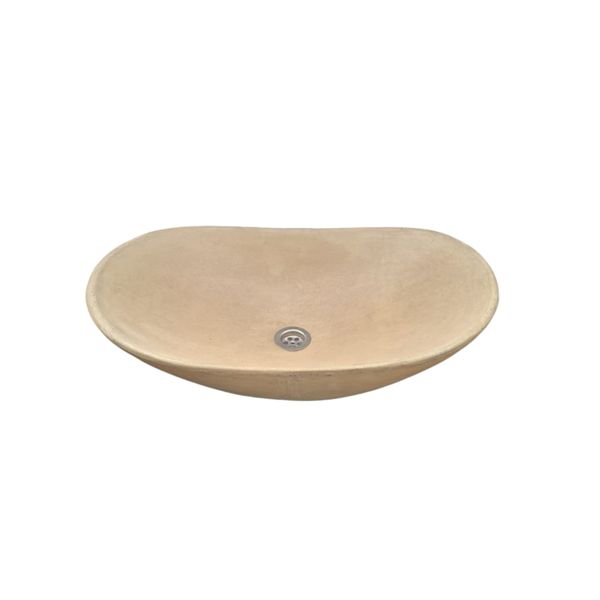 Sandstone Concrete Basin Sink Modern oval shape 59 x 39 x 12cm