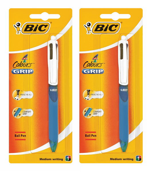 BIC 4 Colours Grip Medium Ballpoint Pen - Pack of 2