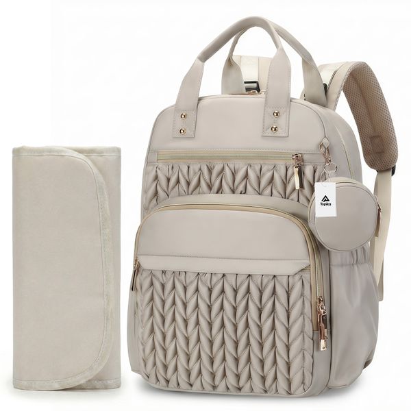 Topika Diaper Bag Backpack Large Travel Bag with Changing Pad