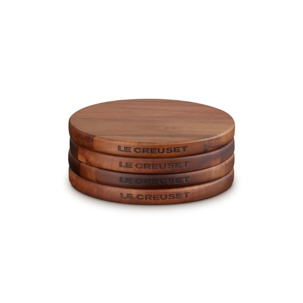Le Creuset Gourmet Petite Acacia Magnetic Wooden Trivets - Set of 4