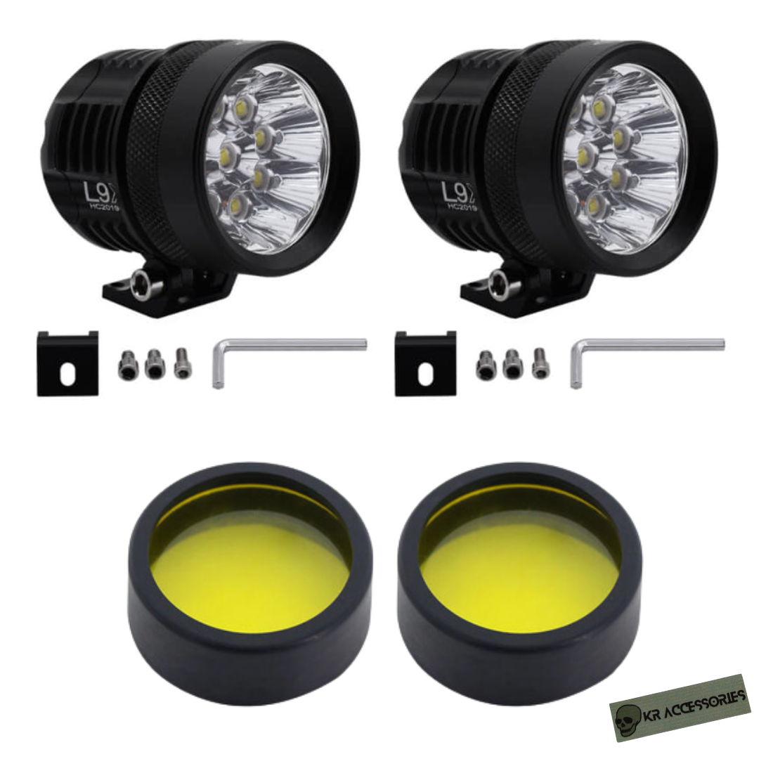 KR Motorcycle Spotlights with Yellow Lens Set (L9X) | Shop Today. Get ...