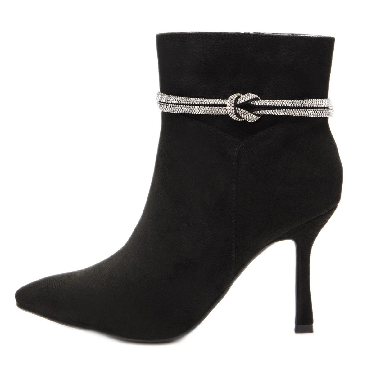 Quiz Ladies - Black Diamante Trim Ankle Heeled Boots | Shop Today. Get ...