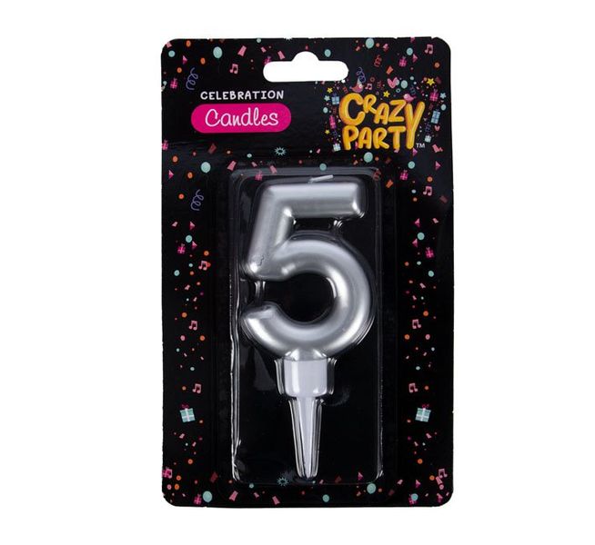 Candles Birthday Large Foil Numbers-5 (6 Pack)