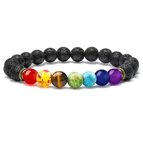 Beaded Bracelet for Men - 8mm Natural Stone Matte Agate Lava Rock Bracelet