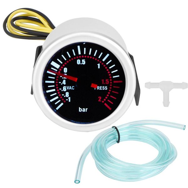 2 Inch 12V LED Digital Turbo Boost Psi Gauge Meter Silver Black