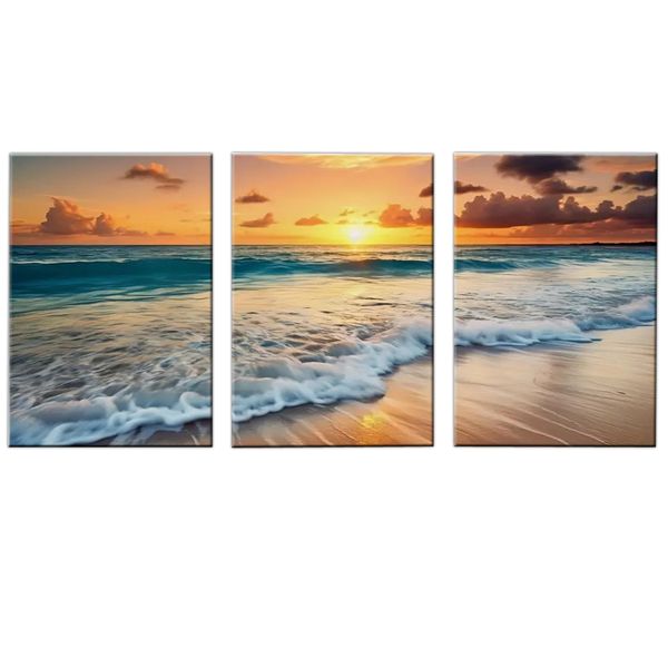 Canvas-Art-3 Pieces Beach Sunset Landscape Wall Art