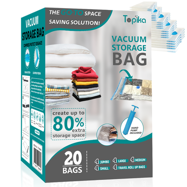 Topika Vacuum Storage Bags, Sealer Clothes Storage for Home &amp; Travel