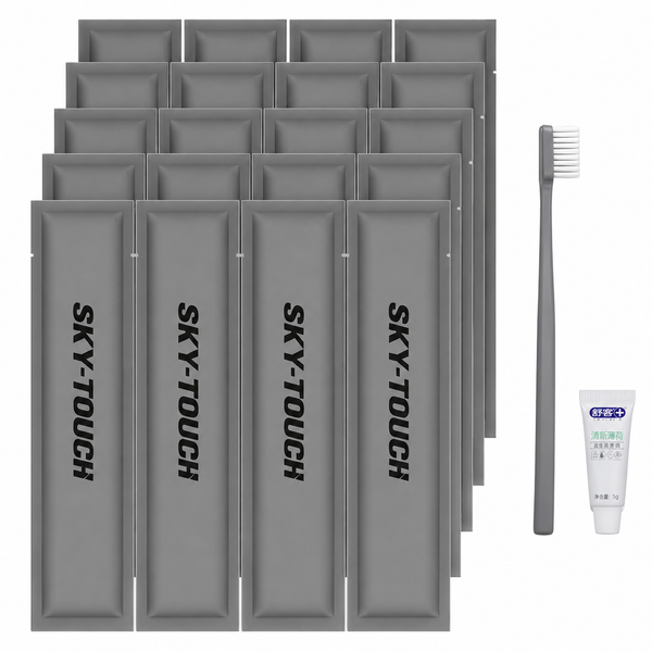 SKY-TOUCH 20 Disposable Travel Toothbrushes with Probiotic Toothpaste