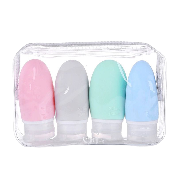 4 Pieces Silicone Leak Proof Travel Bottles 90m Cosmetic Containers