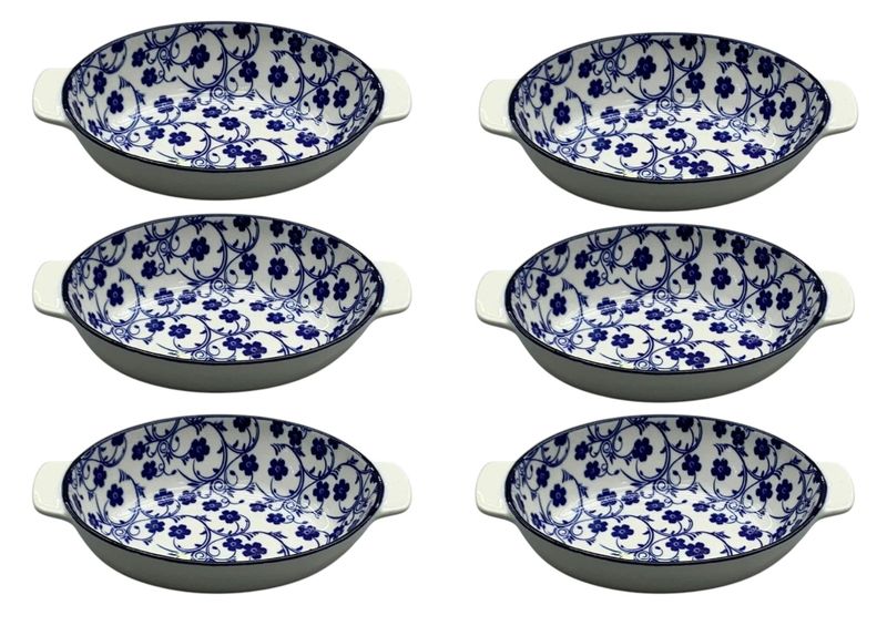 6-Piece Set - Floral Design Casserole Dish - 32.7cm.