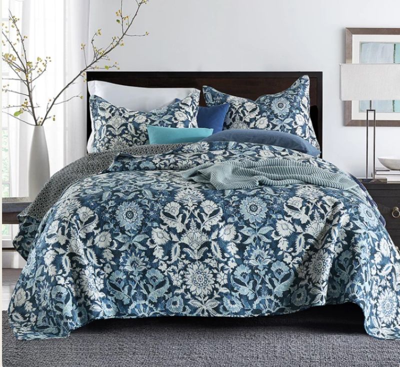 Luxurious Patchwork Bedspread 100 Cotton Quilted Embroidered