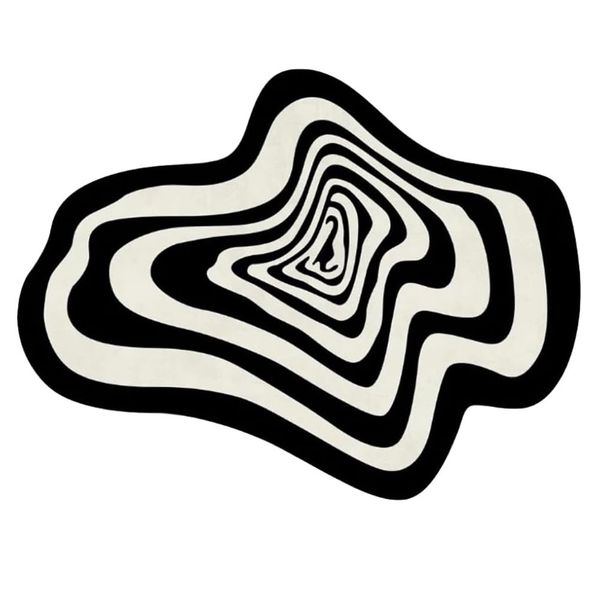 Decor Black And White Striped Irregular Shaped Area Rug - 160cm
