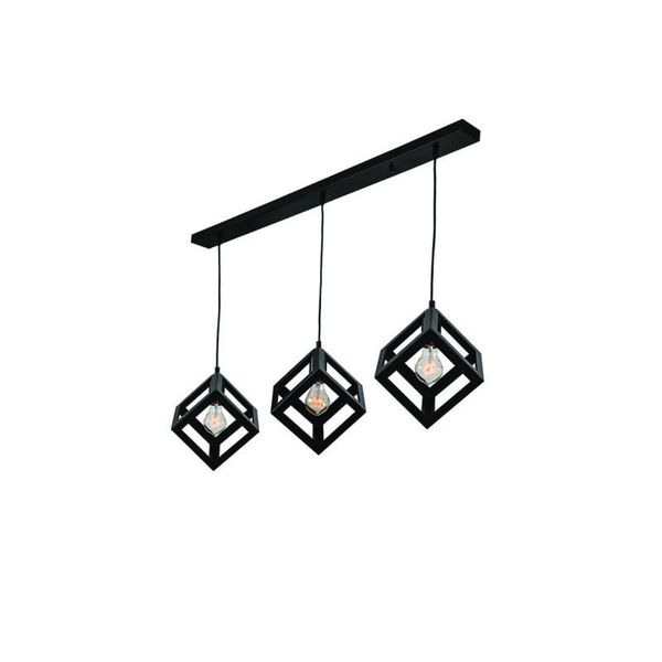 40W Indoor Vintage Metal Square Box Pattern Pendant Light