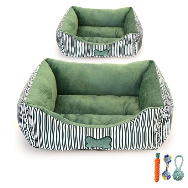 2 Piece Pet Plush Cushion Bed &amp; 3Pcs Dog Rope Toy Set