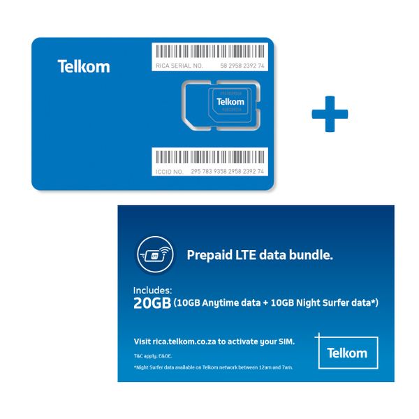 Telkom LTE Prepaid 10GB + 10GB SIM Only