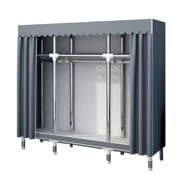 Home Easy To Assemble Metal Frame Wardrobe Closet Storage Organiser -170cm