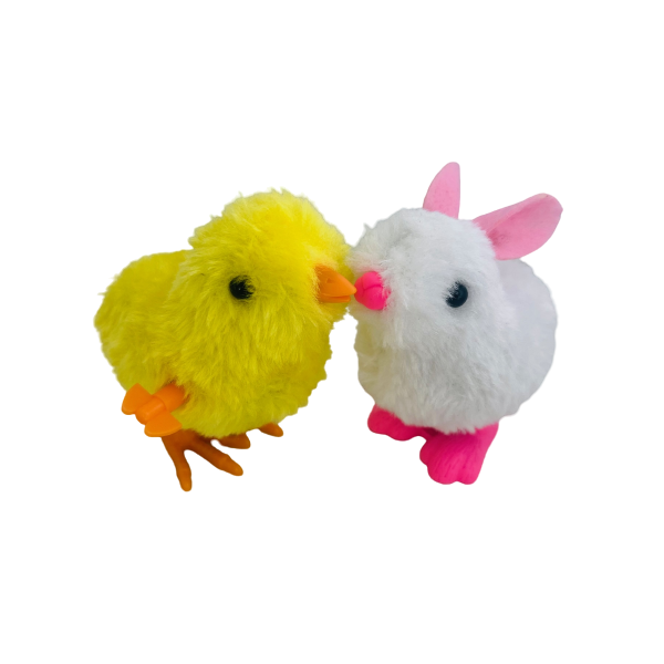 Easter Wind Up Bouncing Chick &amp; Bunny 8cm 6 Piece