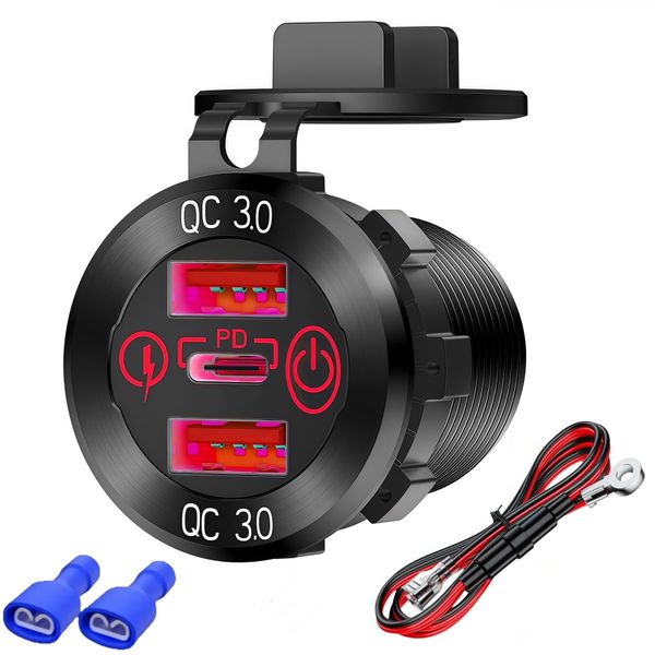 Panel Mount PD USB Car Charger Socket with Fuse Wiring